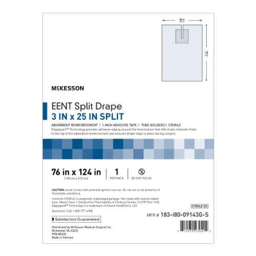 EENT Drape McKesson EENT Split Drape 76 W X 124 L Inch Sterile (CS)