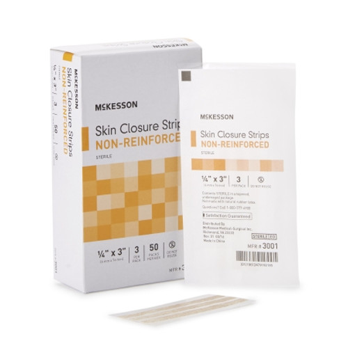 Skin Closure Strip McKesson 1/4 X 3 Inch Nonwoven Material Flexible Strip Tan (CS)