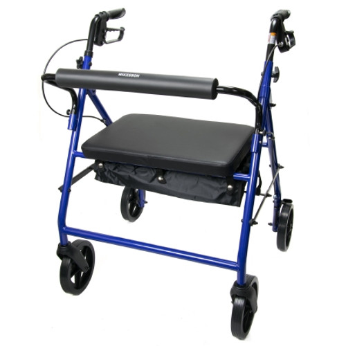 Bariatric 4 Wheel Rollator McKesson Blue Adjustable Height / Heavy Duty / Folding Steel Frame (EA)