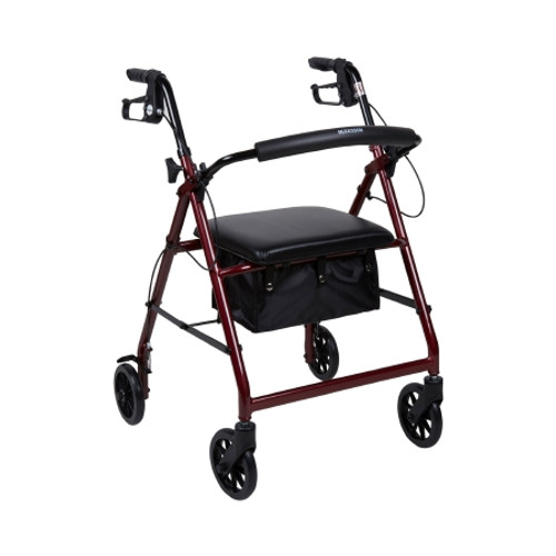 4 Wheel Rollator McKesson Red Adjustable Height / Folding Aluminum Frame (EA)