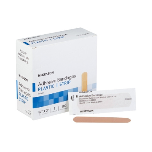 Adhesive Strip McKesson 3/4 X 3 Inch Plastic Rectangle Tan Sterile (CS)
