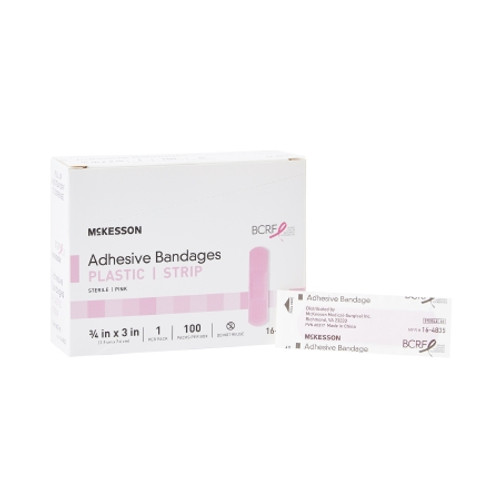 Adhesive Strip McKesson 3/4 X 3 Inch Plastic Rectangle Pink Sterile (CS)