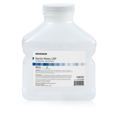 Irrigation Solution - OTC McKesson Sterile Water for Irrigation Not for Injection Bottle, Screw Top 500 mL (CS)