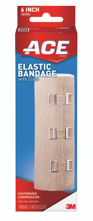 Elastic Bandage 3M* ACE* 6 Inch X 5-1/3 Foot Clip Detached Closure Tan NonSterile Standard Compression (EA)