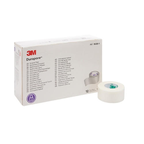 Medical Tape 3M* Durapore* White 1 Inch X 10 Yard Silk-Like Cloth NonSterile (BX)