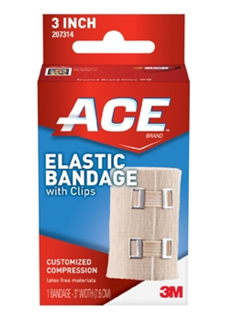 Elastic Bandage 3M* ACE* 3 Inch Width Clip Detached Closure Tan NonSterile Standard Compression (EA)