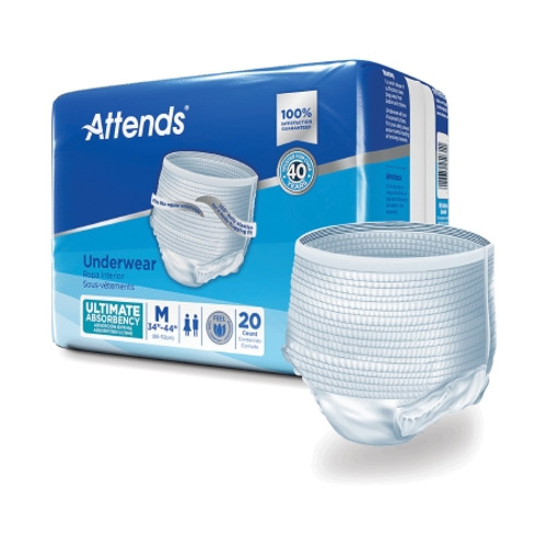 Unisex Adult Absorbent Underwear Attends Pull On with Tear Away Seams Medium Disposable Heavy Absorbency (CS)