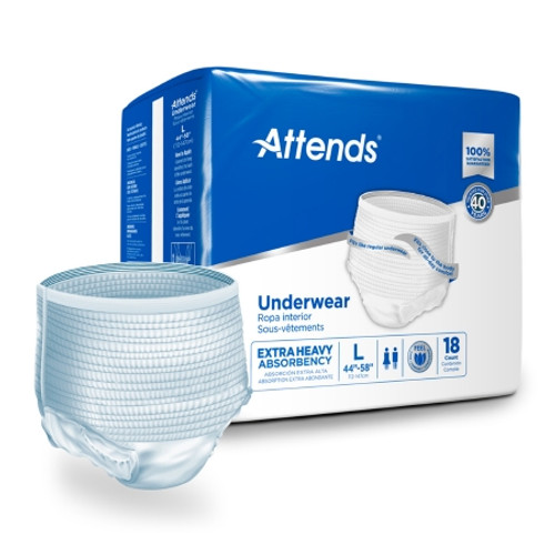 Unisex Adult Absorbent Underwear Attends Care Pull On with Tear Away Seams Large Disposable Heavy Absorbency (CS)