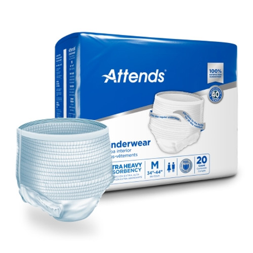 Unisex Adult Absorbent Underwear Attends Care Pull On with Tear Away Seams Medium Disposable Heavy Absorbency (CS)
