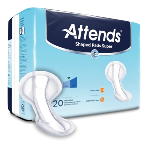 Bladder Control Pad Attends Shaped Pads Super 13 X 27.2 Inch Heavy Absorbency Polymer Core One Size Fits Most (CS)