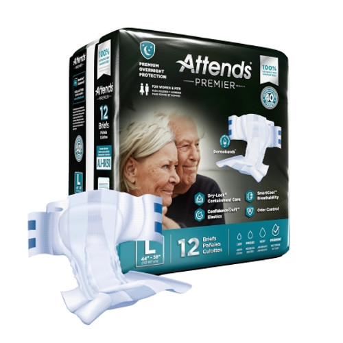 Unisex Adult Incontinence Brief Attends Premier Large Disposable Heavy Absorbency (CS)