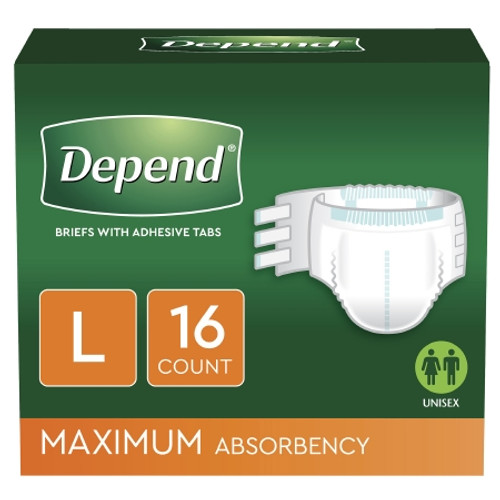 Unisex Adult Incontinence Brief Depend Large Disposable Heavy Absorbency (CS)