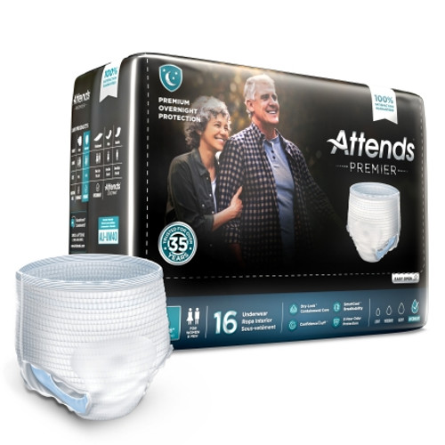 Unisex Adult Absorbent Underwear Attends Premier Pull On with Tear Away Seams Large Disposable Heavy Absorbency (BG)