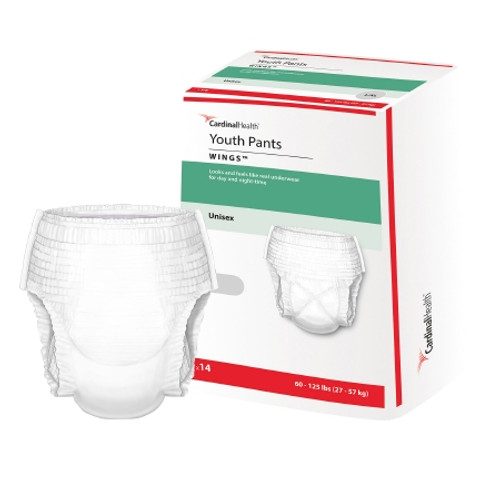 Unisex Youth Absorbent Underwear Cardinal Health* Wings* Pull On with Tear Away Seams Large / X-Large Disposable Heavy Absorbency (BG)