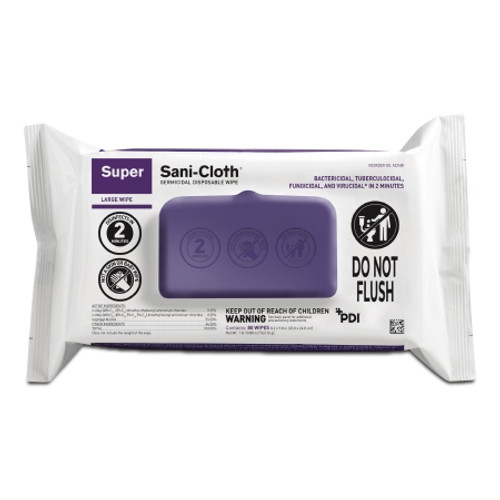 Surface Disinfectant Cleaner Super Sani-Cloth? Premoistened Germicidal Manual Pull Wipe 80 Count Soft Pack Alcohol Scent NonSterile (CS)