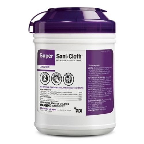Surface Disinfectant Cleaner Super Sani-Cloth? Premoistened Germicidal Manual Pull Wipe 160 Count Canister Alcohol Scent NonSterile (CN) Q55172