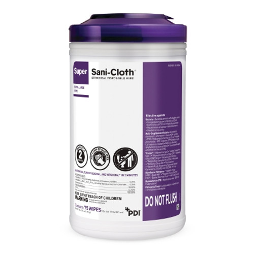 Surface Disinfectant Cleaner Super Sani-Cloth? Premoistened Germicidal Manual Pull Wipe 75 Count Canister Alcohol Scent NonSterile (CN)