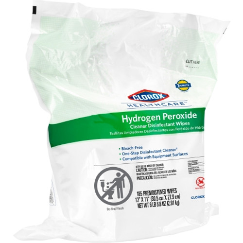 Surface Disinfectant Cleaner Clorox Healthcare? Premoistened Hydrogen Peroxide Based Manual Pull Wipe 185 Count Pouch Unscented NonSterile (CS)