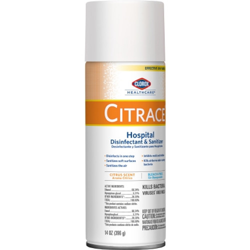 Surface Disinfectant / Sanitizer Clorox Healthcare? Citrace? Hospital Alcohol Based Aerosol Spray Liquid 14 oz. Can Citrus Scent NonSterile (EA)