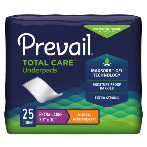 Disposable Underpad Prevail Total Care* 30 X 30 Inch Polyester Heavy Absorbency (CS)