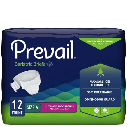 Unisex Adult Incontinence Brief Prevail Bariatric Bariatric Size A Disposable Heavy Absorbency (BG)