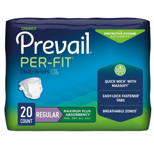 Unisex Adult Incontinence Brief Prevail Per-Fit? Maximum Plus Regular Disposable Heavy Absorbency (BG)