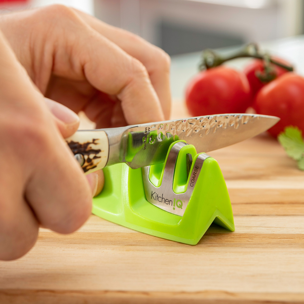 2-Step Pull-Through Sharpener - Green | KitchenIQ Knife Sharpener