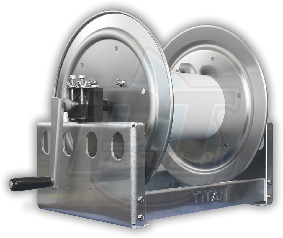 Titan Manual Hose Reel 12 Inch Aluminum Reel w/ Stainless Steel Manifold