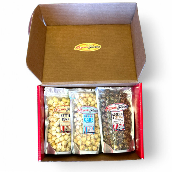 Happy Happy Birthday Gift Set: Birthday Cake | Kettle Corn | Cookies & Cream Happy Happy Birthday Gift Set: Birthday Cake | Kettle Corn | Cookies & Cream