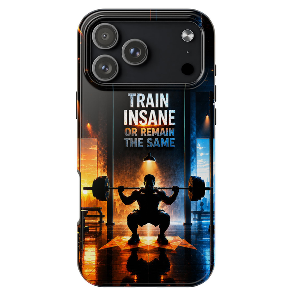 Train Insane Tough Phone Case for iPhone 17 Pro Max – Dual Layer Impact Resistant Protective Case with Glossy Finish. Shockproof iPhone 17 Pro Max Phone Case Designed for Drop Protection and Daily Impact Resistance