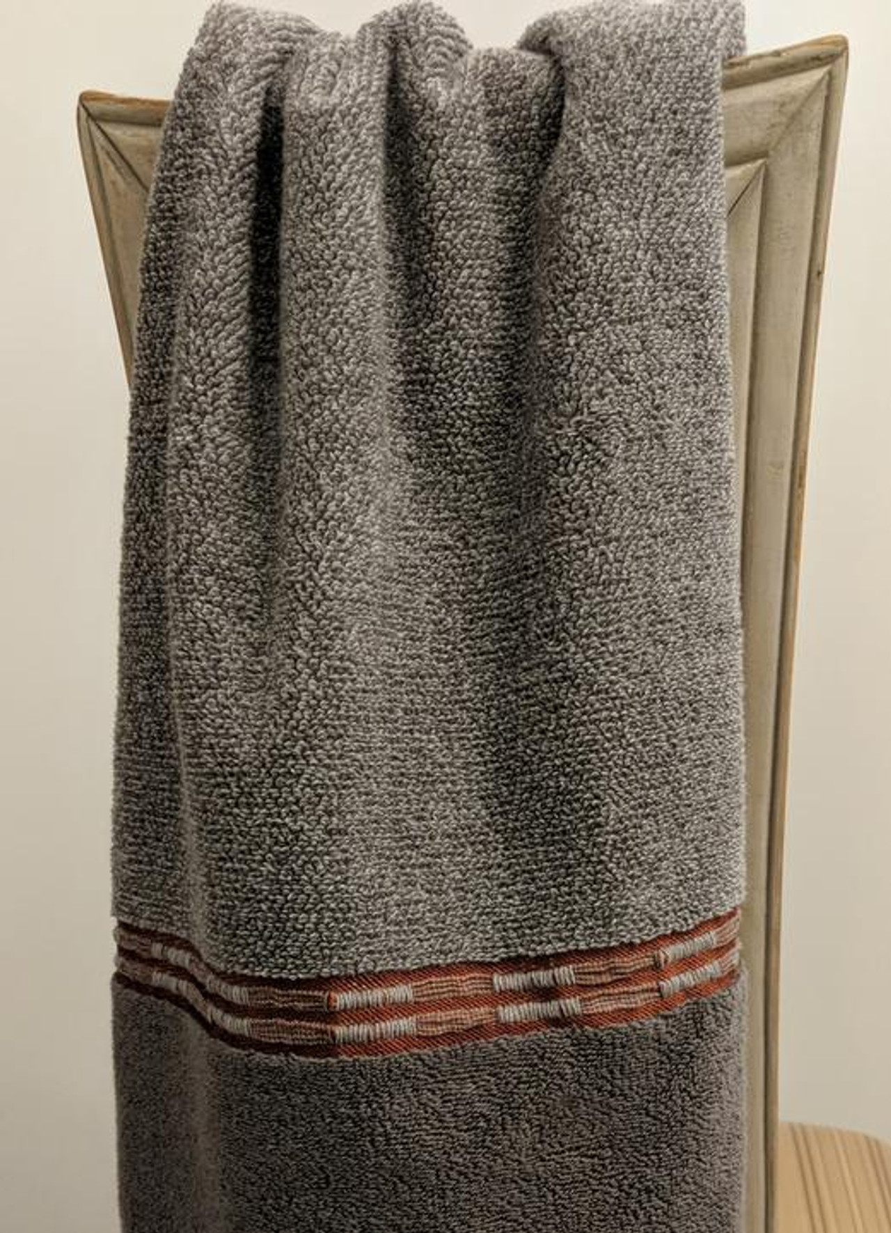 METALLIC TAUPE RUST TRIM HAND TOWEL The Towel Shoppe