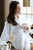 JACQUARD TERRY VELOUR SHAWL COLLAR WHITE BATHROBE - ONE SIZE