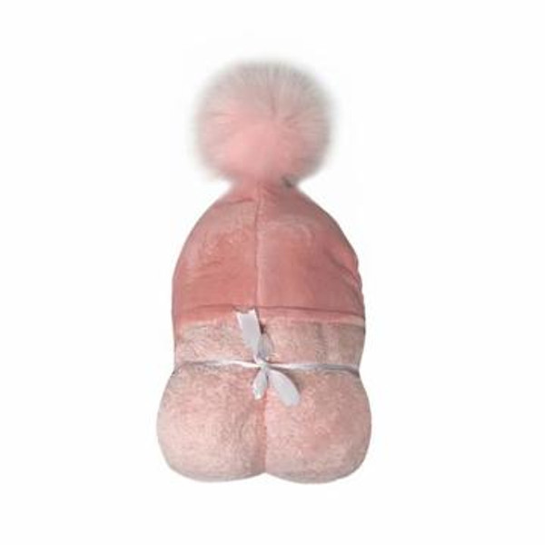 POMPOM HOODED PINK TOWEL