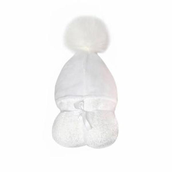 POMPOM HOODED WHITE TOWEL