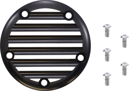 Joker Machine Points Cover - Finned - 5 Hole - Black Anodized/Silver 02-99TC
