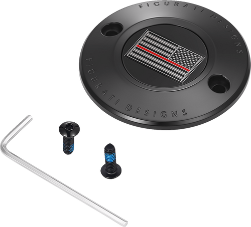 Figurati Designs Timing Cover - 2 Hole - Red Line American Flag - Black FD75-TC-2H-BLK