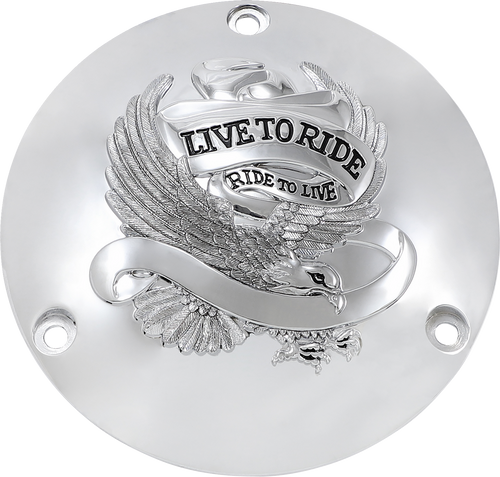 Drag Specialties Live To Ride Derby Cover - 3 Hole - Chrome 1107-0155