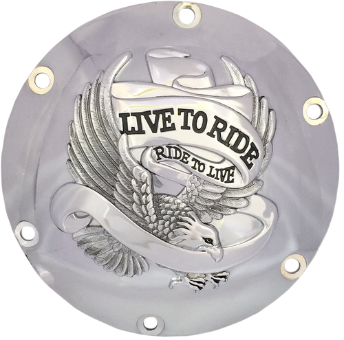 Drag Specialties Derby Cover - Live To Ride - 6-Hole - Chrome - '04-'22 Sportster 1107-0629