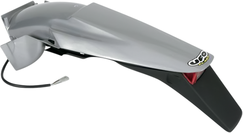 Ufo Enduro Rear Fender With Tail Light - Silver/Black KT03043340