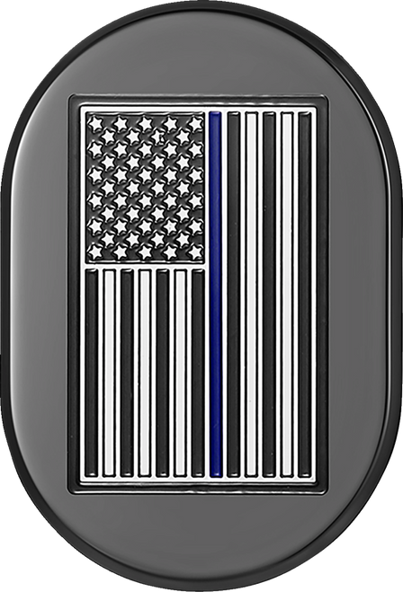 Figurati Designs Antenna Cover - Right Rear Fender - Blue Line American Flag - Black FD71-AC-BLK-RT