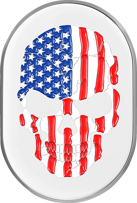 Figurati Designs Antenna Cover - Right Rear Fender - American Flag Skull - Chrome FD24-AC-SS-RT