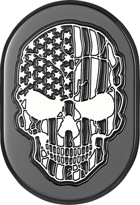 Figurati Designs Antenna Cover - Left Rear Fender - Contrast Cut American Flag Skull - Black FD28-AC-BLK-LT