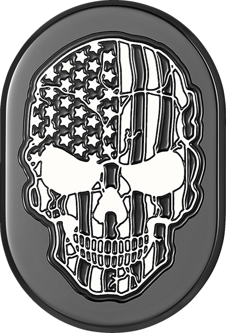 Figurati Designs Antenna Cover - Right Rear Fender - Contrast Cut American Flag Skull - Black FD28-AC-BLK-RT