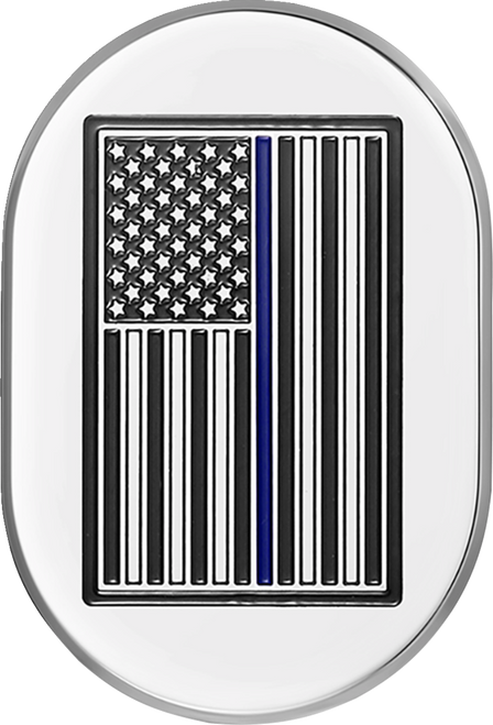 Figurati Designs Antenna Cover - Left Rear Fender - Blue Line American Flag - Chrome FD70-AC-SS-LT