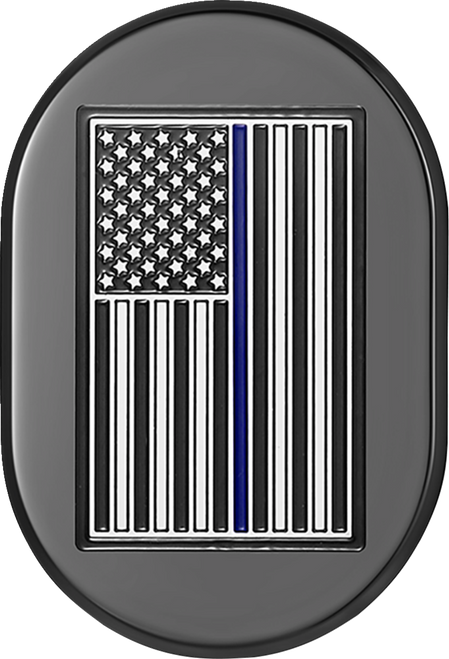 Figurati Designs Antenna Cover - Left Rear Fender - Blue Line American Flag - Black FD71-AC-BLK-LT