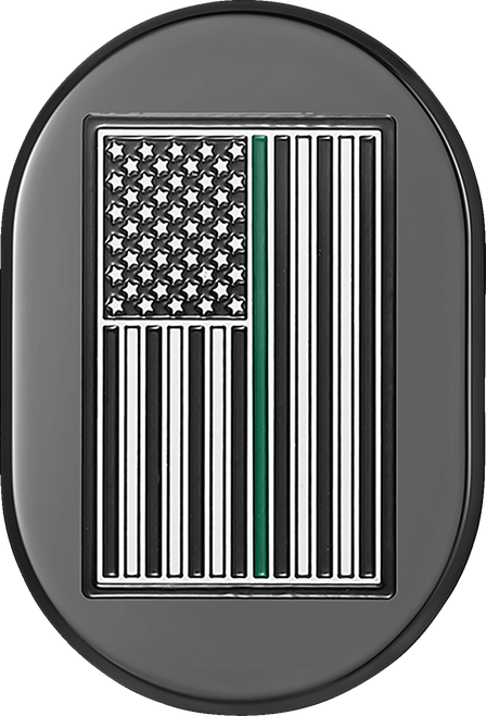 Figurati Designs Antenna Cover - Right Rear Fender - Green Line American Flag - Black FD72-AC-BLK-RT