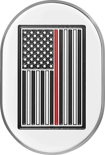 Figurati Designs Antenna Cover - Left Rear Fender - Red Line American Flag - Chrome FD75-AC-SS-LT