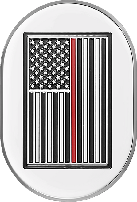 Figurati Designs Antenna Cover - Right Rear Fender - Red Line American Flag - Chrome FD75-AC-SS-RT