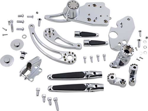 Hawg Halters Forward Control - '14+ Flh - Chrome - Standard - Folding Rubber Inlay Pegs - Slotted Levers FCK-F14CS-FR-S