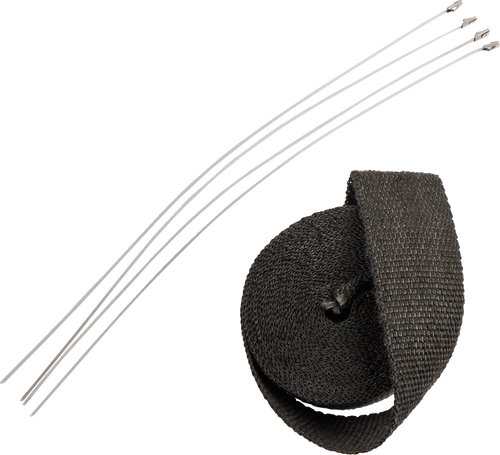 Drag Specialties Exhaust Heat Wrap Kit With Ties - Black - 2" X 25' 1861-0669